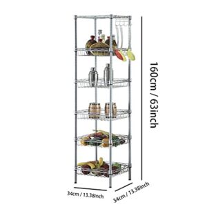 Cages 6-Shelf Wire Shelving Units Heavy Duty Metal Shelf Wire Rack with Leveling Feet Adjustable Utility Storage Shelves for Garage Kitchen Living Room Bathroom 13.38" L x 13.38" W x 63" H