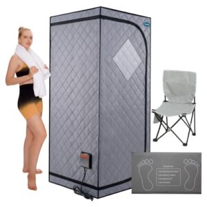 kunsana full size portable far infrared sauna tent,personal home sauna spa with heating foot pad and portable chair