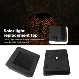 LVOERTUIG Solar Light Replacement Top Panel,Square Solar Panel Top Replacement, Replacement Solar Lantern Lids, Solar Light Battery Parts Battery Box for Outdoor Hanging Table Light(2pcs)