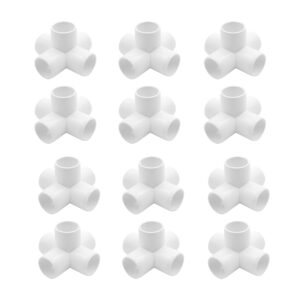 maxsell 12 pack 5 way 3/4 inch pvc fitting corner cross elbow 45 90 degree for greenhouse shed pipe, tent connection, furniture build grade sch40, white