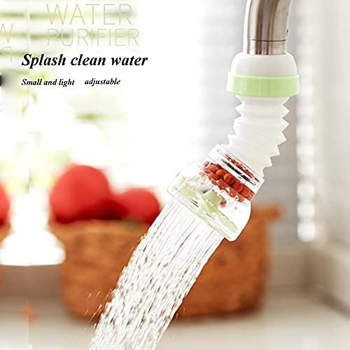 Kitchen Water Filter, Faucet Sprayer, 360 Rotating Faucet Water Filter, Splash Shower Tap Water Spray Water Saver, Telescopic Water-Saving Nozzle with Filter Faucet Fits Standard Faucets (Green)