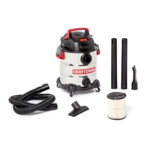 craftsman cmxevbe17155 10 gallon 6.0 peak hp stainless steel wet/dry vac, portable shop vacuum with attachments