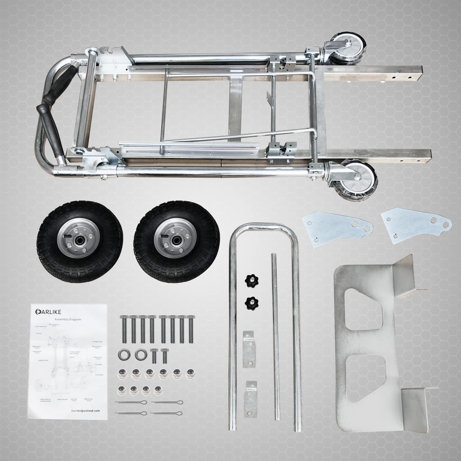 Oarlike Hand Truck,3 in 1 Convertible Dolly Cart, 770 LBS Capacity Folding Hand Truck 2 Wheel Dolly 4 Wheel Cart Assisted Hand Truck with 10" Pneumatic Wheel