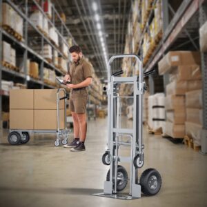 Oarlike Hand Truck,3 in 1 Convertible Dolly Cart, 770 LBS Capacity Folding Hand Truck 2 Wheel Dolly 4 Wheel Cart Assisted Hand Truck with 10" Pneumatic Wheel