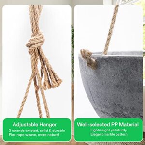 VIVOSUN 2 PCS Hanging Planters, 10 Inch Flower Pots with Drainage Holes, Indoor and Outdoor Hanging Basket, Marble Pattern