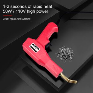 50w Hot Stapler,Plastic Welding Machine Car Bumper Repair Kit with Plier, knife,Flat/Outside Corner/Inside Corner/Wave Staples Welding Repairing Machine Welder Gun Repair (Red)