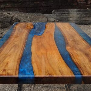 Live Edge Wooden Table, Epoxy Table, Epoxy Resin River Table, Natural Wood,Dining Table, Natural Epoxy Table, Resin Table 54" x 27" Inch