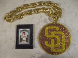 san diego padres swag chain (12.5 ounces) 3d foam magnet- 3 layered-does not spin-made from high-density vinyl foam plus collectible fernando tatis jr."4 x"6 black marble card plaque