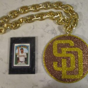 SAN DIEGO PADRES SWAG CHAIN (12.5 OUNCES) 3D FOAM MAGNET- 3 LAYERED-DOES NOT SPIN-MADE FROM HIGH-DENSITY VINYL FOAM PLUS COLLECTIBLE FERNANDO TATIS JR."4 X"6 BLACK MARBLE CARD PLAQUE