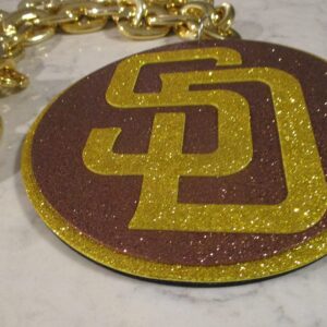 SAN DIEGO PADRES SWAG CHAIN (12.5 OUNCES) 3D FOAM MAGNET- 3 LAYERED-DOES NOT SPIN-MADE FROM HIGH-DENSITY VINYL FOAM PLUS COLLECTIBLE FERNANDO TATIS JR."4 X"6 BLACK MARBLE CARD PLAQUE