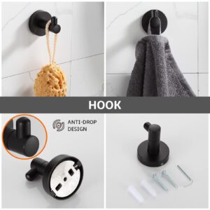 BGL Bathroom Hardware Set Matte Black 4-Pieces Bathroom Towel Rack 24 Inches Adjustable Bathroom Accessories Set