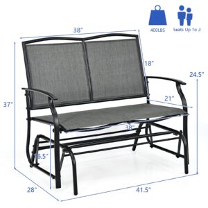 Giantex Patio Glider Benches for Outside, Swing Glider Chair with Steel Frame, 400 LBS Capacity, Patio Swing Rocker, 2-Person Loveseat for Backyard, Poolside, Lawn, Balcony, Porch Glider Bench(Gray)