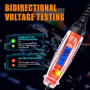 AWBLIN Automotive Test Light 3-60V DC Digital Light Tester with Voltmeter, Heavy Duty Auto Circuit Tester with LCD Backlight Display and LED Indication, Electric Test Pen with Illumination