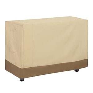 cozzka 52 inch outdoor prep table cover for keter unity xl portable outdoor table and storage cabinet heavy duty waterproof uv resistant bbq grill prep table cover patio bar cooking cart, beige