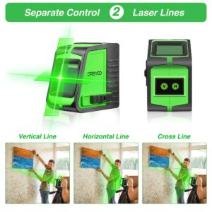 Laser Level with Tripod, 50 ft Laser Leveler Tool Laser Level Green Cross Line Self Leveling, Separate Control 2 Lines, Laser Level for Picture Hanging Construction DIY Light Duty Indoor Project