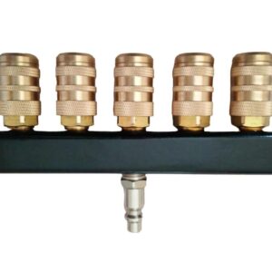 Zeluga 22-140 5-Way Industrial Style Bar Air Manifold with Brass 5 Coupler