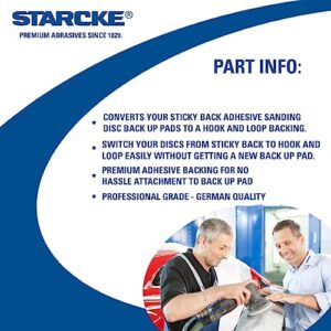 Starcke Premium Conversion Pads for PSA Sticky Back Sanding Discs to Convert to Hook and Loop Backing (3 Pack, 6 Inch - No Hole)