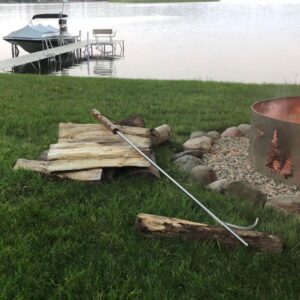 Campfire Bay Fire Pit Poker 42" - Stainless Steel - Made in USA - Large Wood Handle - Fire Poker for Outdoor Fire Pit