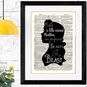 Beauty and the Beast - Cogsworth Decor - 4 piece set - Belle Quote - Dictionary Art Print Quotes and Sayings Print - UNFRAMED 8 X 10 inches