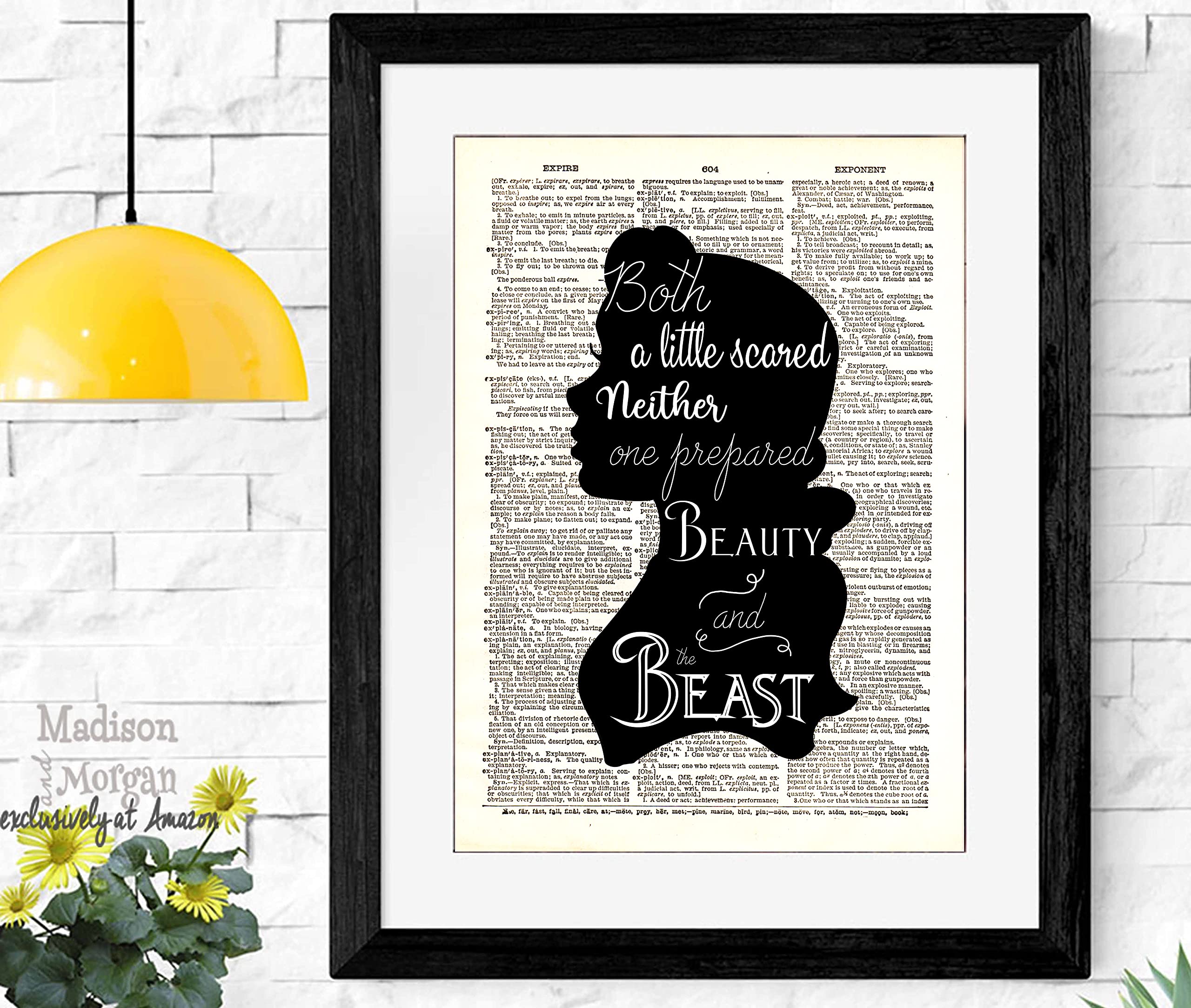 Beauty and the Beast - Cogsworth Decor - 4 piece set - Belle Quote - Dictionary Art Print Quotes and Sayings Print - UNFRAMED 8 X 10 inches