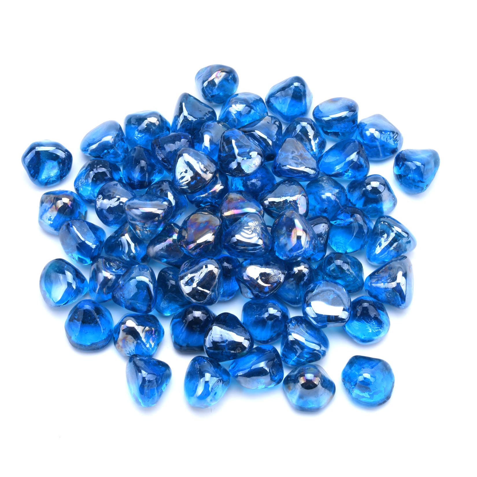 GasSaf 10-Pound 1 inch Diamonds Fire Glass for Gas Fire Pit Fireplace, Propane Fire Pit & Landscaping (Caribbean Blue Luster)