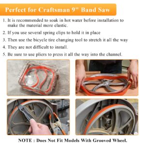 Upgrade Band Saw Urethane Tires - 9" x 1/2" x.095", for Delta Craftsman Grizzly Black & Decker Ryobi ProTech Shopfox Wen 28-150 137.21409 113.24458 Bandsaw Wheels and More Models - 2 Pack