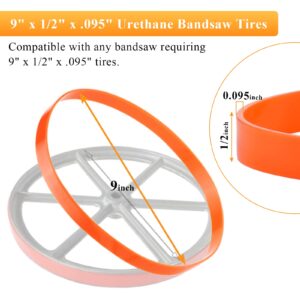 Upgrade Band Saw Urethane Tires - 9" x 1/2" x.095", for Delta Craftsman Grizzly Black & Decker Ryobi ProTech Shopfox Wen 28-150 137.21409 113.24458 Bandsaw Wheels and More Models - 2 Pack