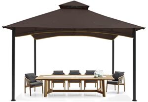 mastercanopy outdoor garden gazebo for patios with stable steel frame(11x11, coffee)