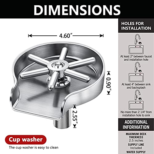 Upgrade Your Kitchen Sink with MIUZMORE's Stainless Steel Cup Washer and Glass Rinser - Enjoy Sparkling Clean Drinkware with this Convenient Sink Accessory