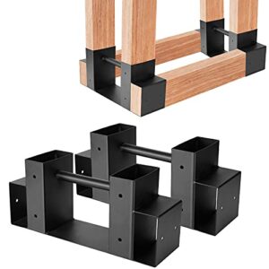 heavy duty steel firewood storage rack for outdoor, black metal coated firewood log holder for indoor fireplace, firewood bracket kit (set of 2 packs) with 25 screws, suitable for different lengths
