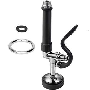 junejour kitchen faucet with sprayer (straight flow faucet, 1.42 gpm) pre-rinse spray valve head commercial sink sprayer with nozzle & handles, pull down faucet sprayer (black)