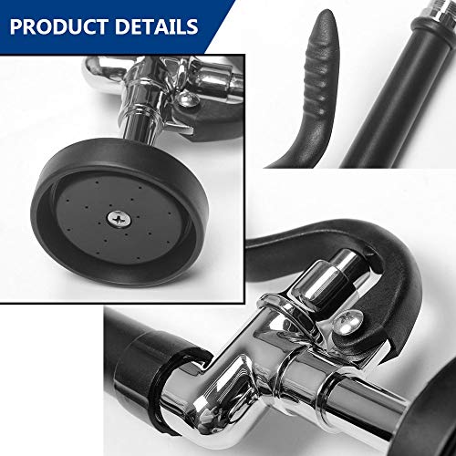 Junejour Kitchen Faucet with Sprayer (Straight Flow Faucet, 1.42 GPM) Pre-Rinse Spray Valve Head Commercial Sink Sprayer with Nozzle & Handles, Pull Down Faucet Sprayer (Black)