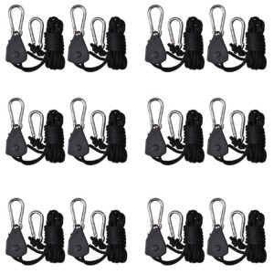 6 pairs 1/8 inch adjustable heavy duty rope hanger for grow light, grow tent rope clip hanger loose-proof design light fixture hangers, 150lbs weight capacity 12 pcs