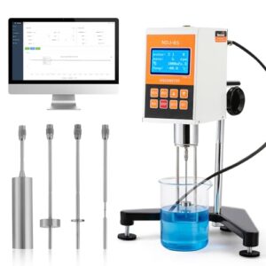 Bonvoisin Digital Rotary Viscometer 10-2,000,000mPa.S Digital Lab Rotational Viscosity Meter +-3% Accuracy Fluidimeter Tester Meter with 4 Rotors and Temperature Probe 110-240V(NDJ-8S)