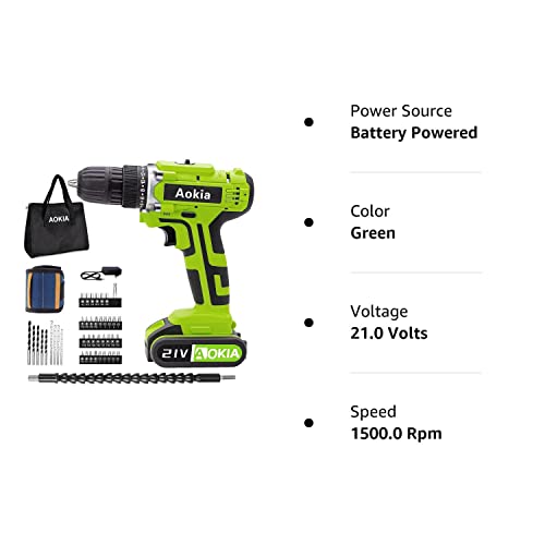 Aokia Cordless Weed Wacker Set: 12V Electric Driver Tool Kit String Trimmer 3/8-Inch Keyless Chuck 1500rpm Variable Speed Cutting Wall Wood Metal 43pcs Wacker Bit