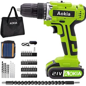 Aokia Cordless Weed Wacker Set: 12V Electric Driver Tool Kit String Trimmer 3/8-Inch Keyless Chuck 1500rpm Variable Speed Cutting Wall Wood Metal 43pcs Wacker Bit