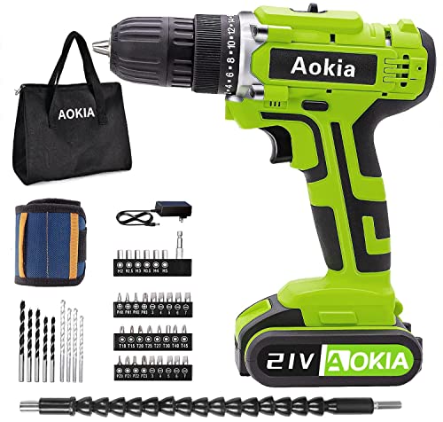 Aokia Cordless Weed Wacker Set: 12V Electric Driver Tool Kit String Trimmer 3/8-Inch Keyless Chuck 1500rpm Variable Speed Cutting Wall Wood Metal 43pcs Wacker Bit