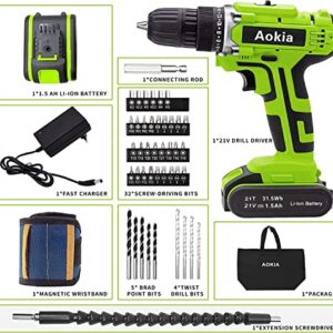 Aokia Cordless Weed Wacker Set: 12V Electric Driver Tool Kit String Trimmer 3/8-Inch Keyless Chuck 1500rpm Variable Speed Cutting Wall Wood Metal 43pcs Wacker Bit