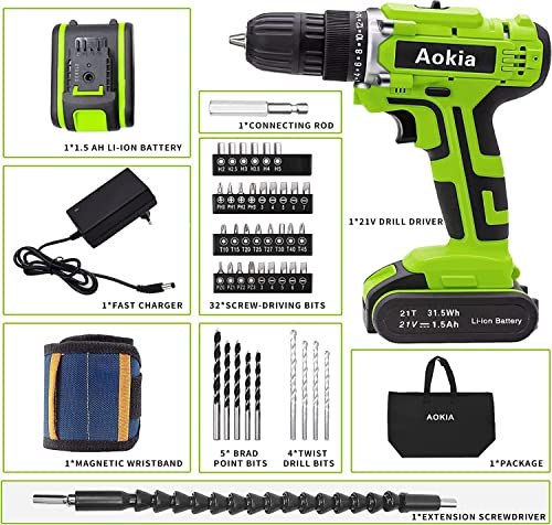 Aokia Cordless Weed Wacker Set: 12V Electric Driver Tool Kit String Trimmer 3/8-Inch Keyless Chuck 1500rpm Variable Speed Cutting Wall Wood Metal 43pcs Wacker Bit