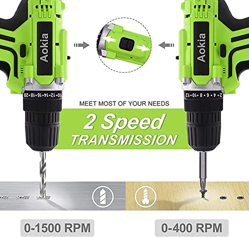 Aokia Cordless Weed Wacker Set: 12V Electric Driver Tool Kit String Trimmer 3/8-Inch Keyless Chuck 1500rpm Variable Speed Cutting Wall Wood Metal 43pcs Wacker Bit