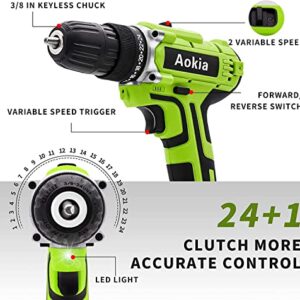 Aokia Cordless Weed Wacker Set: 12V Electric Driver Tool Kit String Trimmer 3/8-Inch Keyless Chuck 1500rpm Variable Speed Cutting Wall Wood Metal 43pcs Wacker Bit