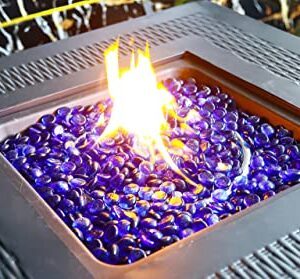 Unidanho 20Pounds Fire Glass Beads for Propane Fire Pit, Fireplace and Outdoor Decorative, 3/4 Inch High Luster Fire Pit Glass Rocks