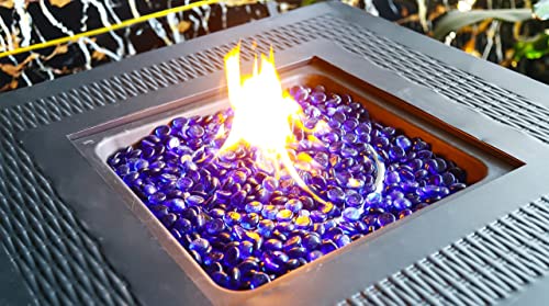 Unidanho 20Pounds Fire Glass Beads for Propane Fire Pit, Fireplace and Outdoor Decorative, 3/4 Inch High Luster Fire Pit Glass Rocks