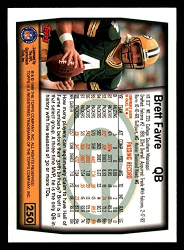 1999 Topps # 250 Brett Favre Green Bay Packers (Football Card) NM/MT Packers Southern Miss