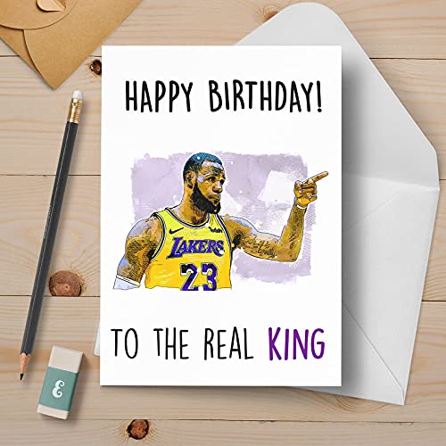 Happy Birthday to a Real King | Basketball | Birthday Card | Basketball Fan Card | GOAT | Art Print Blank Card