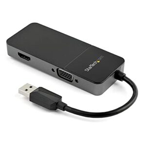 usb 3.0 to hdmi and vga adapter - 4k/1080p usb type-a dual monitor multiport adapter converter - external video graphics card for multiple screens - multi display usb adapter