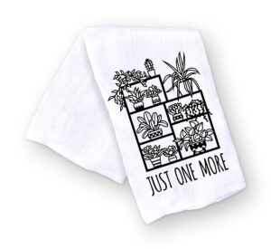 handmade funny kitchen towel - 100% cotton funny just one more plant dish towel for plant lovers - 28x28 inch perfect for housewarming christmas mother's day birthday gift (just one more plant)