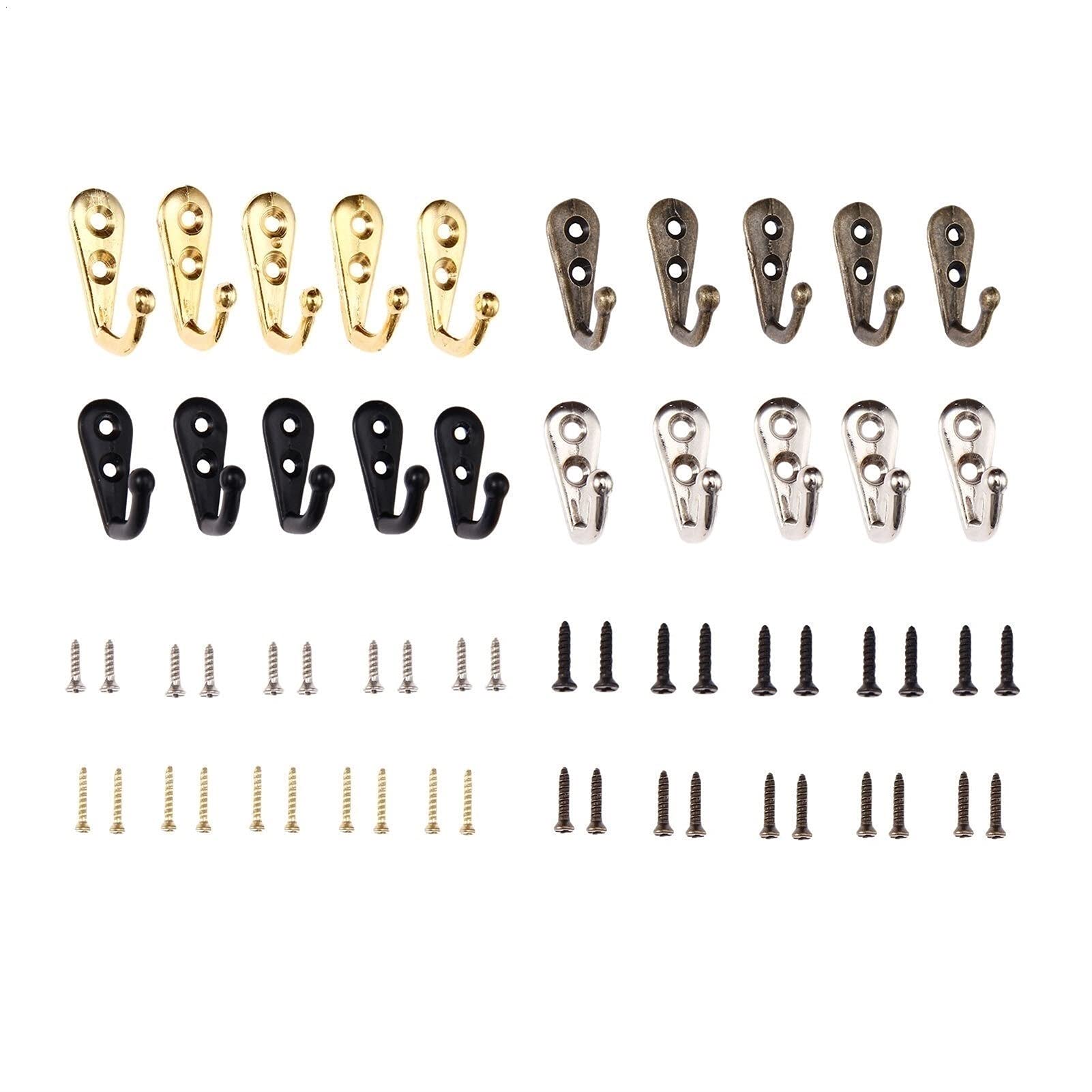 ANYUFEI 5Pcs Wall Hanger Curved Buckle Horn Lock Clasp Hook Zinc Alloy Door Wall Hooks Hanger Black/Gold/Silver/Bronze w/Screws (Size : B)