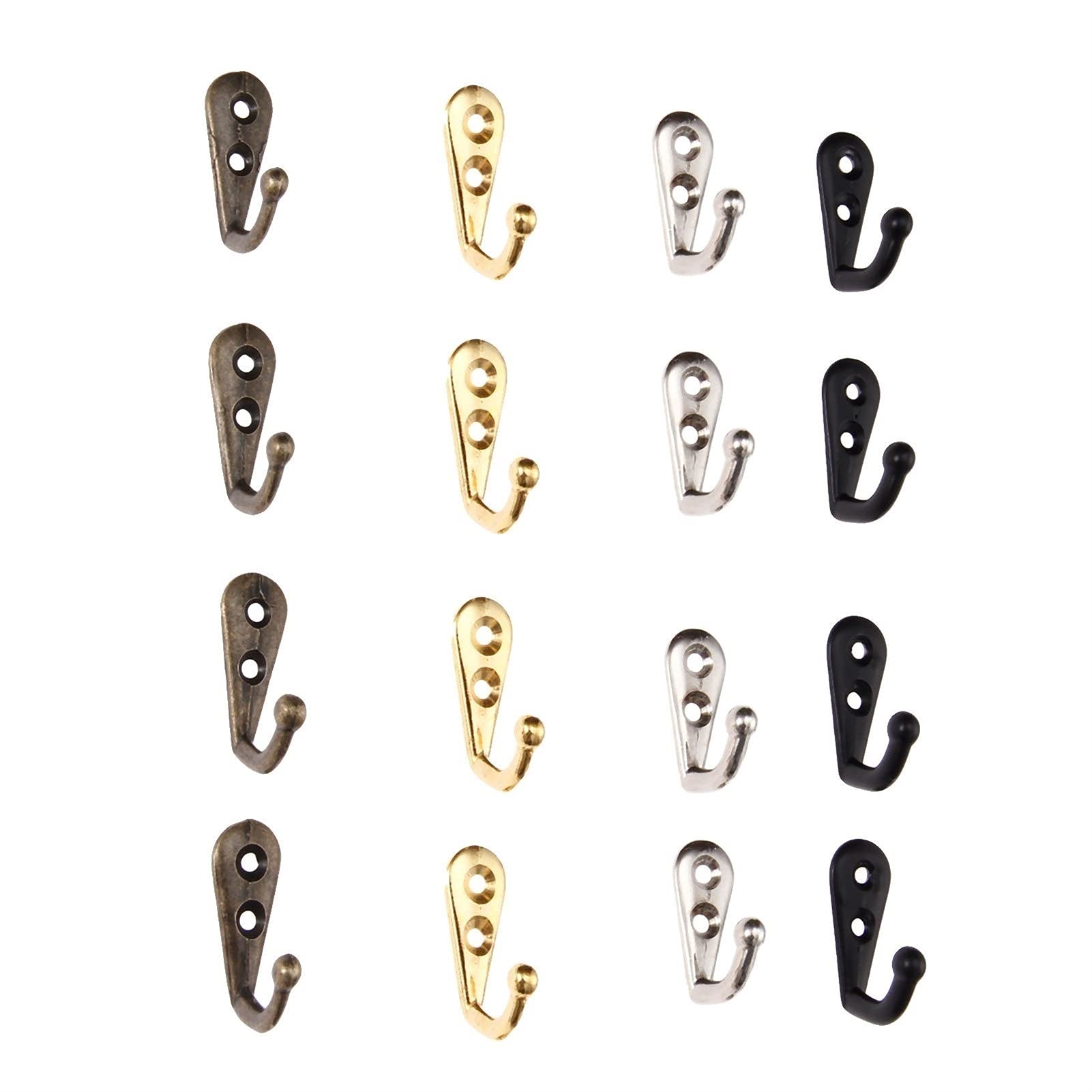 ANYUFEI 5Pcs Wall Hanger Curved Buckle Horn Lock Clasp Hook Zinc Alloy Door Wall Hooks Hanger Black/Gold/Silver/Bronze w/Screws (Size : B)