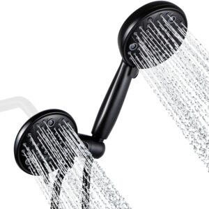 g-promise high pressure dual shower head with handheld combo | 8 settings fixed shower head built-in 3-way diverter | 72 inch stainless steel flexible hose | 8 spray modes handheld shower head